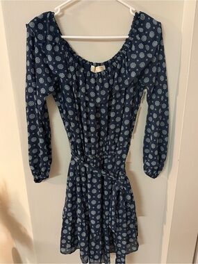 MICHAEL Michael Kors Navy Blue Floral Long Sleeve Dress